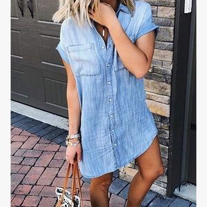 Women’s Denim Button Up Shirt Dress M NWT